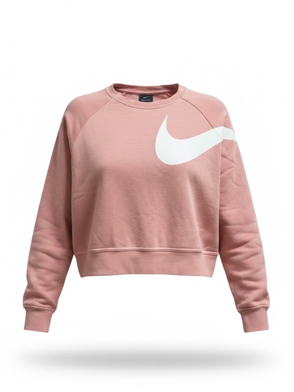 Nike Pink Cropped Crew Sweatshirt with White Swoosh